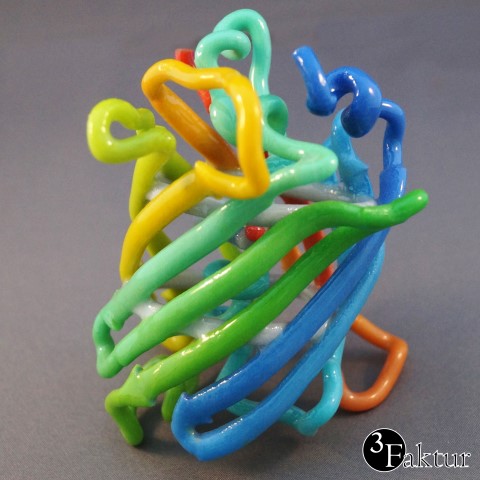 GFP Grün fluoreszierendes Protein Molekuelmodell Farb 3D-Druck